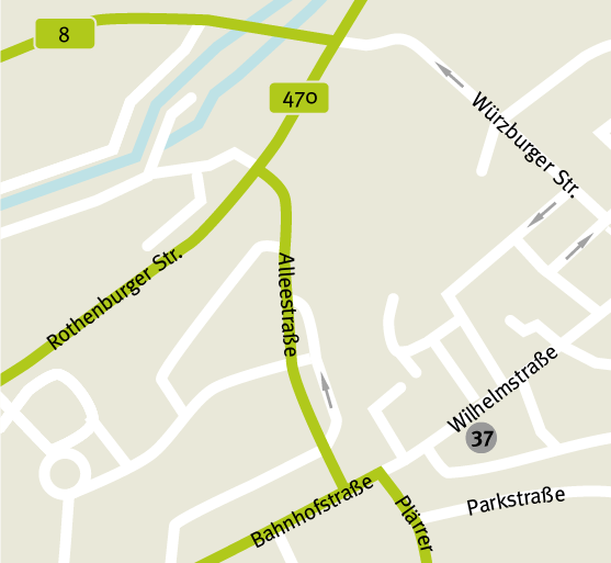 Anfahrtsplan zur Wilhelmstrasse 37 in Neustadt Aisch